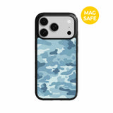 【MADE】カモフラージュ スモーキーブルー アイフォン ケース [Glossy Glass/Magsafe]