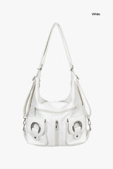 Circle leather 2-way shoulder bag