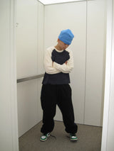 Denim Contrast Lettering Sweatpants (2 Colors)