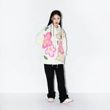 H/C Handpainted Cartoon Flowers Coach Jacket