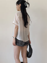 Pocket Organza See-through Short Sleeve Shirt