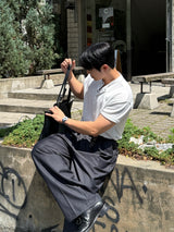 Dope two-tuck wide diagonal slacks