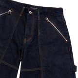 25SS ZIPPER DETAIL DENIM SHORT PANTS DARK BLUE