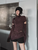 Pony Incision Wrap Knit Turtleneck