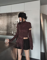 Pony Incision Wrap Knit Turtleneck