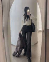 フリースブーツカットデニムパンツ