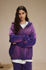 ビンテージスプレーダイドジップアップフーディー Purple