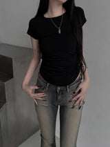 basic shirring short sleeve (2color)
