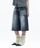 Cross Stud Denim Pants - Black