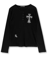 ゴシッククロスヘンリーネックロングスリーブ_ブラック