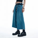 Cut-off Capri Denim Pants - MEDIUM BLUE