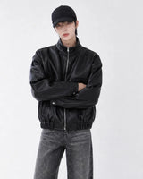 (UNISEX) Rush Crop Leather Jacket