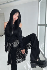 Pintuck Shirring Bootcut Long Pants