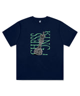 グリーンチェスキングロゴプリンティングショートスリーブTシャツ ネイビー
