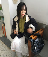 [New Spring Product💝] Light Mood Color Interseasonal Windbreaker Spring Oversized-fit Outwear High-neck Jumper 3 colors Hem String/Balloon Fit