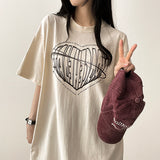 フェイスハートボクシーフィット半袖Tシャツ