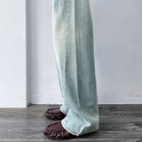 Seamed Washed Wide-Leg Jeans