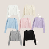 Eyelet See-through V-neck Cropped Cardigan (7 colors) #Salantem