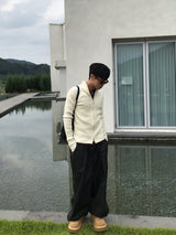 リブラインマッスルフィットジップアップニット
