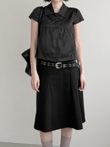Trench Button Crop Short Sleeve Shirt Jacket