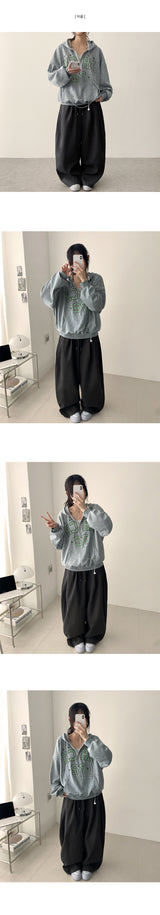Keno Number Patch Back Pocket Banding Wide Pants