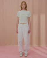 LOVE RIBBON CROP TSHIRT-MINT