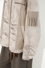 Snake pattern printed heavy-duty patchwork loose jacket
