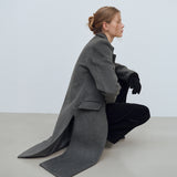 SIDE CUT OUT SINGLE WOOL COAT - CHARCOAL