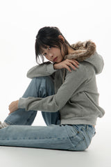 フラッフィーファーフーディー (グレー)