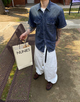 No.1209 cool denim washing half SHIRT (3color)