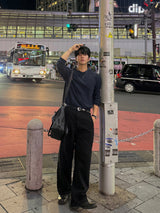 Back pocket dyed barrel denim pants