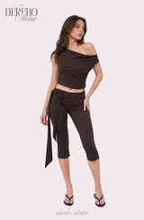Medley Strap Shirring Capri Pants