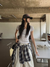[U-BASIC] スリミングベーシックスクエアネック半袖Tシャツ