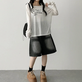 Alling lettering shoulder long sleeve tee