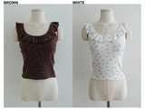 SOFT FLOWER FRILL TOP & MIDI SKIRT SET (IVORY, BROWN 2COLORS!)