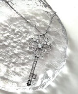 Fancy silver key necklace