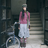 hippie stripe beanie beige