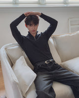 Jireon Half Zip-Up Ribbed Long Sleeve T-Shirt
