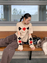 Shine Argyle Handwarmer Knit