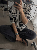 ASCLO Clover Crochet Short Sleeve Cardigan (2color)