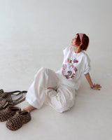 キッチンY2Kキャットオーバーサイズフィットボクシー半袖Tシャツ