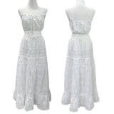 ガーデンエスニックレースビスチェ & ロングマキシスカート 2PCS セット (アイボリー)
