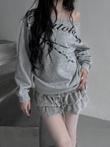 eyelet one-shoulder lettering mtm (2color)