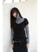 ストライプ タートルネック ティー(NAVY)