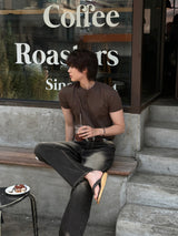 [1+1] LMN ファーストマッスルフィットアイスブントヘンリーネック半袖Tシャツ (10 colors)
