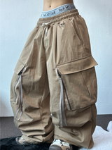 ジッパーカーゴ🤐キーリングカーゴバルーンオーバーパンツ 🧸🧇🩶🖤4カラー