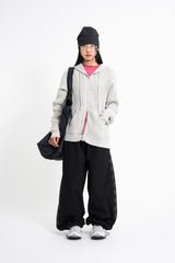 Edith lip knit hood zip-up