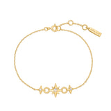 gold linked star 14k gold plating + 925 silver bracelet B063-05G