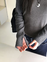 Tiwar ribbed color raglan long sleeve T-shirt