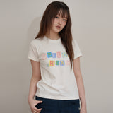 MELLOW DREAM チェックレターハーフTシャツ
